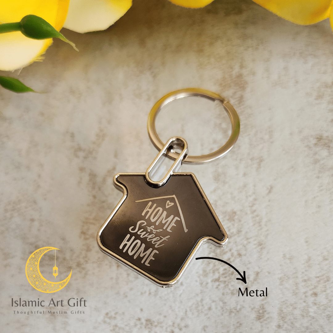 Home Sweet Home Engraved Keychain – House Shaped Metal Keyring
