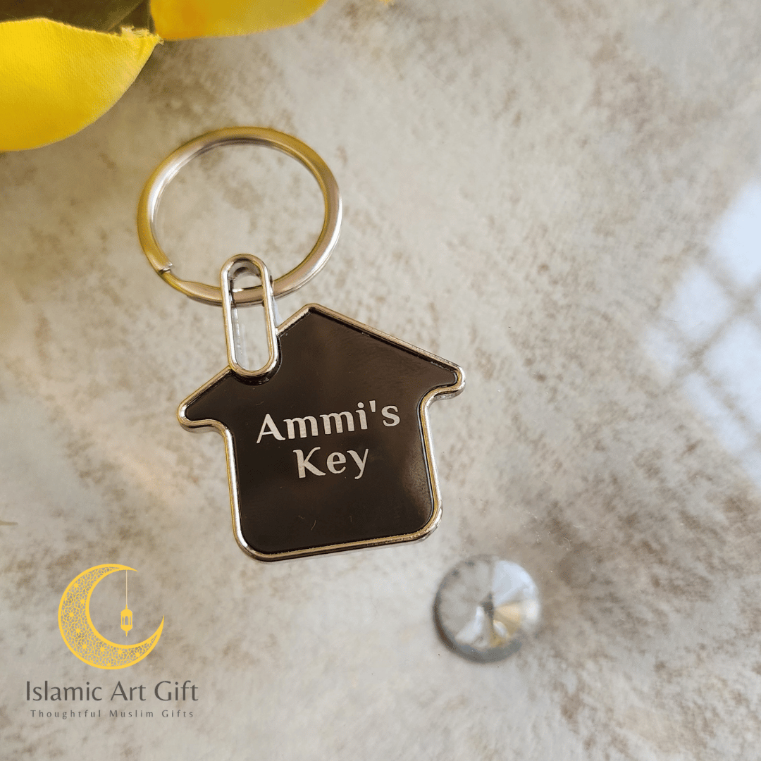 Personalized Engraved House Keychain – Custom Name Number Keyring