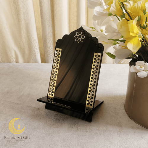 Premium Acrylic Quran Stand – Elegant Islamic Display Stand with Gold Detailing (Black / White)