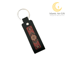 Load image into Gallery viewer, The Safar Strap: Luxury Black Leather &amp; Persian Patterned Key Fob Keychain