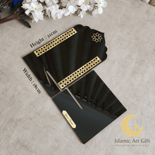 Load image into Gallery viewer, Premium Acrylic Quran Stand – Elegant Islamic Display Stand with Gold Detailing (Black / White)