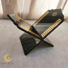Load image into Gallery viewer, Luxury Gold &amp; Black Quran Stand (Rehal) – Premium Foldable Quran Holder