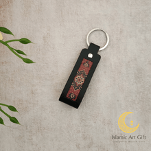 Load image into Gallery viewer, The Safar Strap: Luxury Black Leather &amp; Persian Patterned Key Fob Keychain