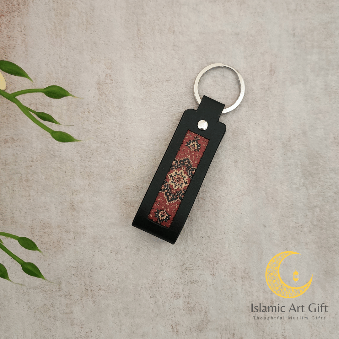 The Safar Strap: Luxury Black Leather & Persian Patterned Key Fob Keyc ...