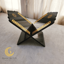 Load image into Gallery viewer, Luxury Gold &amp; Black Quran Stand (Rehal) – Premium Foldable Quran Holder