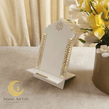 Load image into Gallery viewer, Premium Acrylic Quran Stand – Elegant Islamic Display Stand with Gold Detailing (Black / White)