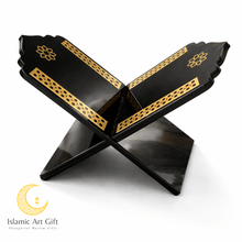 Load image into Gallery viewer, Luxury Gold &amp; Black Quran Stand (Rehal) – Premium Foldable Quran Holder
