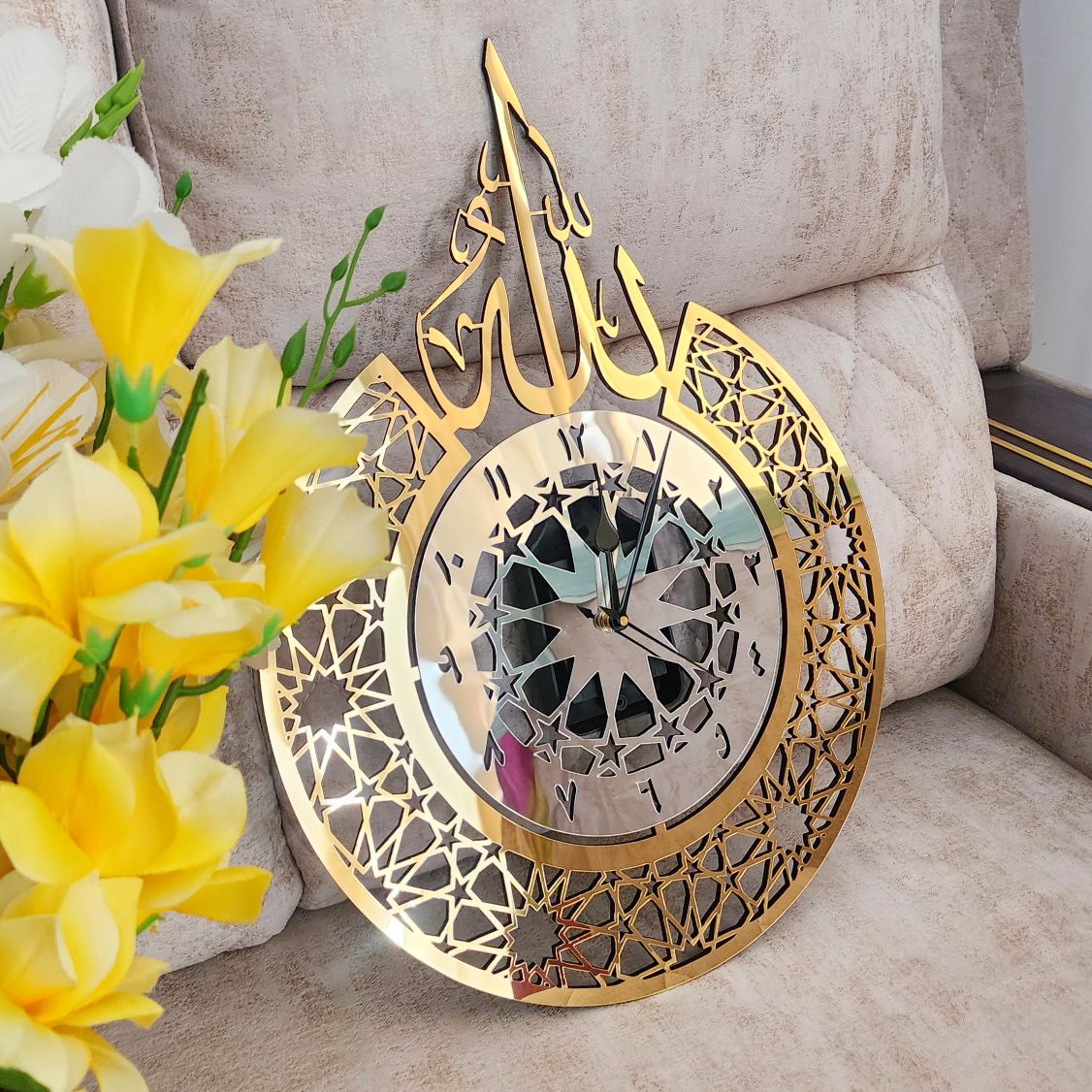 Allah Clock ALLAH wall clock - Islamic Wall Clock Mirror Finish – Make My Thingz