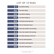 Load image into Gallery viewer, Dua Stickers - Islamic Daily Dua stickers - Set of 12 pcs - Clear sticker with black printing