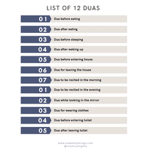 Load image into Gallery viewer, Daily Dua Stickers – Set of 12 with Urdu Translation (Clear &amp; Waterproof)