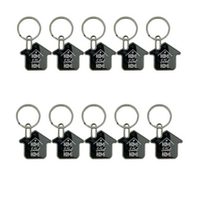 Load image into Gallery viewer, Home Sweet Home Engraved Keychain – House Shaped Metal Keyring
