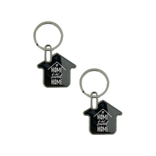Load image into Gallery viewer, Home Sweet Home Engraved Keychain – House Shaped Metal Keyring