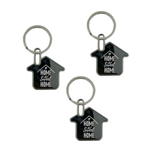Load image into Gallery viewer, Home Sweet Home Engraved Keychain – House Shaped Metal Keyring