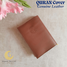 Load image into Gallery viewer, Custom Genuine Leather Quran Cover – Brown | Made to Measure