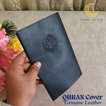 Load image into Gallery viewer, Custom Genuine Leather Quran Cover – Black | Made to Measure