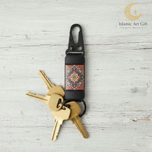 Load image into Gallery viewer, Safar Hook: Luxury Persian Pattern Leather Keychain - Black Tactical Edition