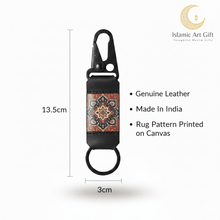 Load image into Gallery viewer, Safar Hook: Luxury Persian Pattern Leather Keychain - Black Tactical Edition