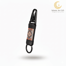 Load image into Gallery viewer, Safar Hook: Luxury Persian Pattern Leather Keychain - Black Tactical Edition