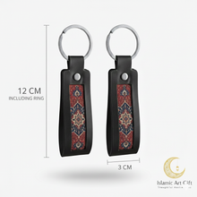 Load image into Gallery viewer, The Safar Strap: Luxury Black Leather &amp; Persian Patterned Key Fob Keychain