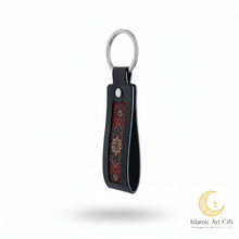 Load image into Gallery viewer, The Safar Strap: Luxury Black Leather &amp; Persian Patterned Key Fob Keychain