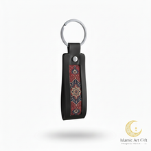 Load image into Gallery viewer, The Safar Strap: Luxury Black Leather &amp; Persian Patterned Key Fob Keychain
