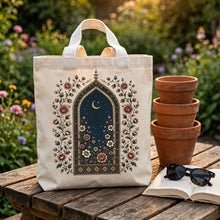 Load image into Gallery viewer, Floral Moon Arch Premium Canvas Tote Bag