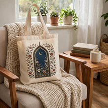 Load image into Gallery viewer, Floral Moon Arch Premium Canvas Tote Bag