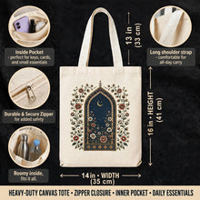 Load image into Gallery viewer, Floral Moon Arch Premium Canvas Tote Bag