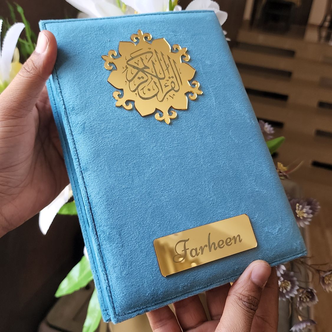 Sky Blue Velvet QURAN – Make My Thingz